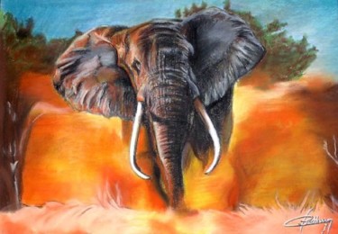 Dessin intitulée "éléphant" par Christelle Lardier, Œuvre d'art originale, Autre