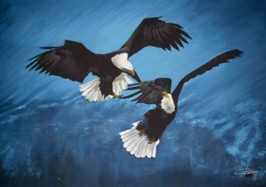 Peinture intitulée "vol d'aigles" par Christelle Lardier, Œuvre d'art originale