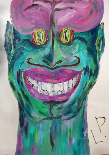Peinture intitulée "Lächelnder Ausserir…" par Lari Peters, Œuvre d'art originale, Acrylique
