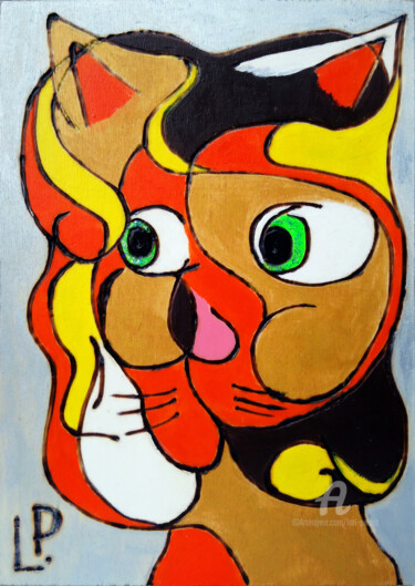 Peinture intitulée "Die bunte Katze" par Lari Peters, Œuvre d'art originale, Acrylique