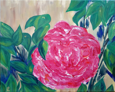 Malerei mit dem Titel "rote Wellenblume" von Lari Peters, Original-Kunstwerk, Acryl