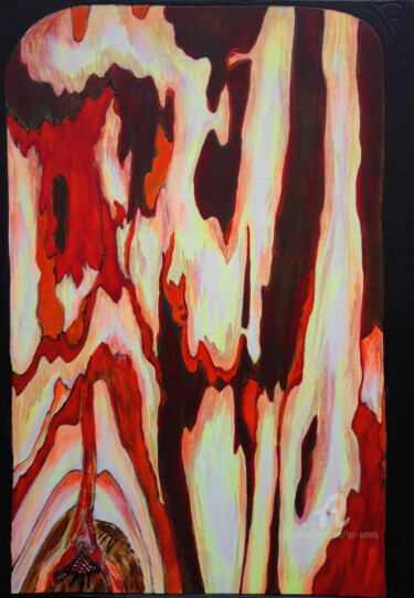 Malerei mit dem Titel "Blick in den Kamin" von Lari Peters, Original-Kunstwerk, Acryl