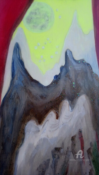 Painting titled "der Mond" by Lari Peters, Original Artwork, Acrylic