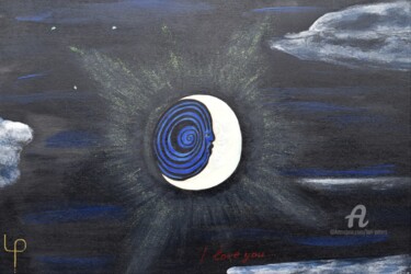 Pittura intitolato "Der Mond ist nicht…" da Lari Peters, Opera d'arte originale, Acrilico