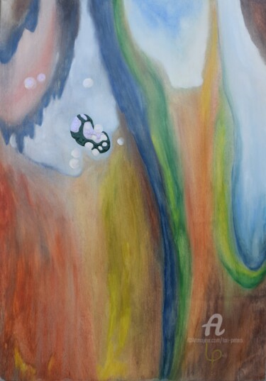 Peinture intitulée "Fliegender Transport" par Lari Peters, Œuvre d'art originale, Aquarelle