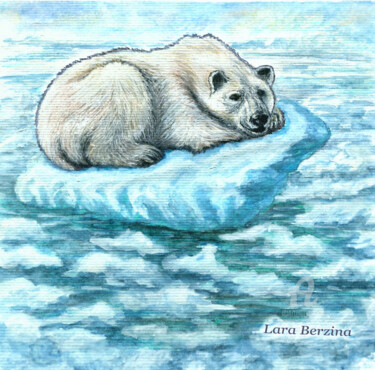 Malerei mit dem Titel "Arctic Tranquility" von Larisa Berzina, Original-Kunstwerk, Aquarell