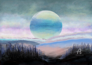 Digital Arts titled "The Beauty of Mount…" by Larisa Berzina, Original Artwork, Digital Painting