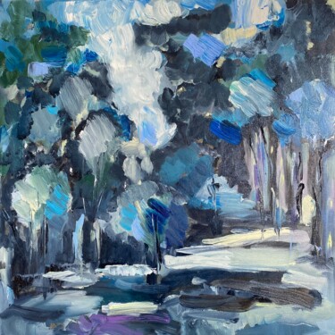 Картина под названием "Evening forest" - Larisa Bogdanova, Подлинное произведение искусства, Масло
