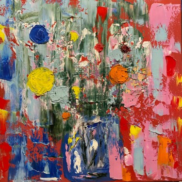 Painting titled "Abstract flowers oi…" by Larisa Bogdanova, Original Artwork, Oil