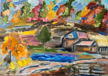 Painting titled "Bright autumn in th…" by Larisa Bogdanova, Original Artwork, Oil