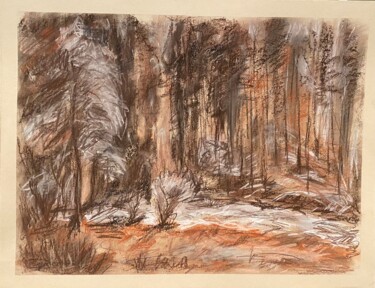 Malerei mit dem Titel "Pine forest" von Larisa Bogdanova, Original-Kunstwerk, Pastell