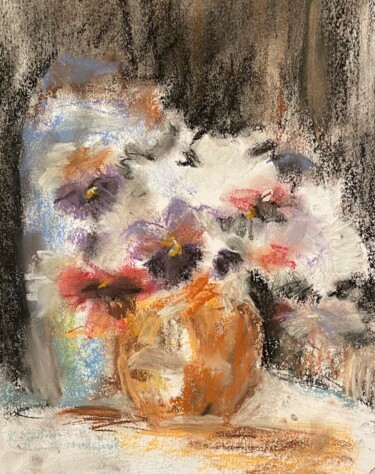 Painting titled "Still Life with Flo…" by Larisa Bogdanova, Original Artwork, Pastel