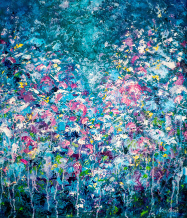 Pintura titulada "Flowers abstract oi…" por Larisa Chigirina, Obra de arte original, Oleo Montado en Bastidor de camilla de…
