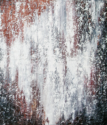 Painting titled "White Brown texture…" by Larisa Chigirina, Original Artwork, Oil Mounted on Wood Stretcher frame