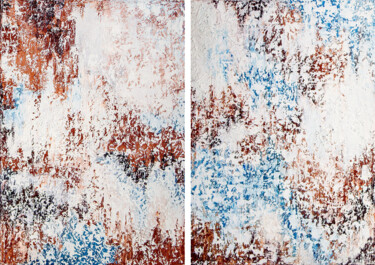 "Brown white and blu…" başlıklı Tablo Larisa Chigirina tarafından, Orijinal sanat, Petrol Ahşap Sedye çerçevesi üzerine mont…