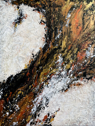 Painting titled "Stream - textured p…" by Larisa Chigirina, Original Artwork, Acrylic Mounted on Wood Stretcher frame