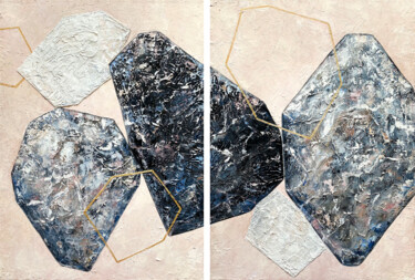 Pintura titulada "Geometric abstract…" por Larisa Chigirina, Obra de arte original, Oleo Montado en Bastidor de camilla de m…