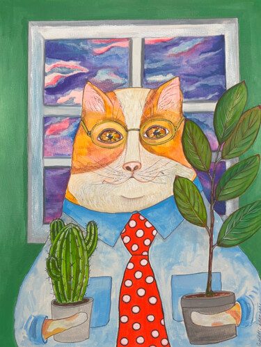 Painting titled "Office employee" by Larisa Galetii, Original Artwork, Acrylic