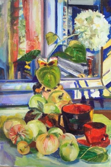 Картина под названием "Яблочное утро" - Larisa Ivanova, Подлинное произведение искусства, Масло