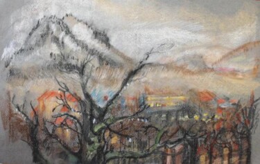 Картина под названием "Дождь. Железноводск" - Larisa Ivanova, Подлинное произведение искусства, Пастель