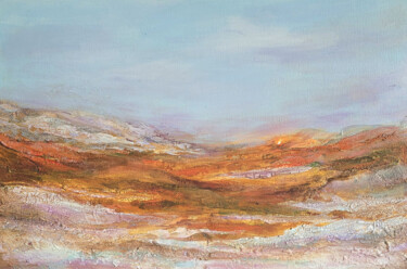 Painting titled "Landscape #2" by Larisa Khudushina, Original Artwork, Acrylic Mounted on Cardboard