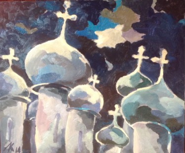 Painting titled "Domes" by Larisa Kucherenko, Original Artwork, Oil