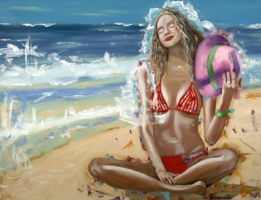 Картина под названием "“The sea’s bride”-O…" - Larisa Lavrova, Подлинное произведение искусства, Масло Установлен на Деревян…