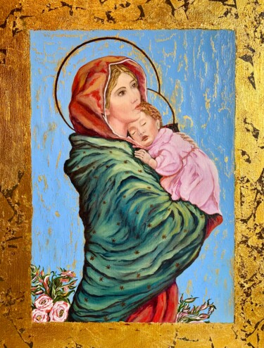 Painting titled "Godmother and her s…" by Larisa Lavrova, Original Artwork, Oil Mounted on Wood Stretcher frame