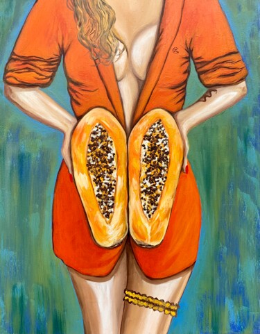 Schilderij getiteld "Are you hungry, dar…" door Larisa Lavrova, Origineel Kunstwerk, Olie Gemonteerd op Frame voor houten br…
