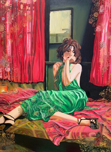 Картина под названием "She had found anoth…" - Larisa Lavrova, Подлинное произведение искусства, Масло Установлен на Деревян…