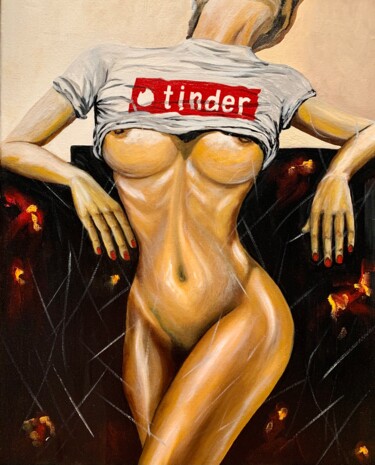 Pintura intitulada "Tinder’s Icon - oil…" por Larisa Lavrova, Obras de arte originais, Óleo