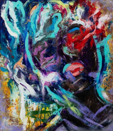 Картина под названием "Abstract Arabica -…" - Larisa Lavrova, Подлинное произведение искусства, Масло Установлен на Деревянн…