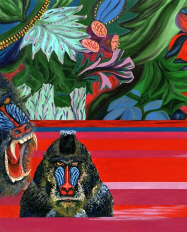 Цифровое искусство под названием "Apes in the river -…" - Larisa Lavrova, Подлинное произведение искусства, 2D Цифровая Рабо…