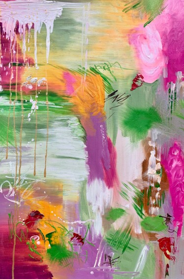 Painting titled "Spring rain- oil pa…" by Larisa Lavrova, Original Artwork, Oil Mounted on Wood Stretcher frame