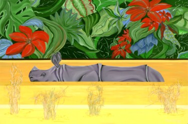 Peinture intitulée "Yellow River" par Larisa Lavrova, Œuvre d'art originale, Huile Monté sur Châssis en bois