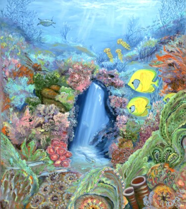 Painting titled "Underwater meditati…" by Larisa Lavrova, Original Artwork, Oil