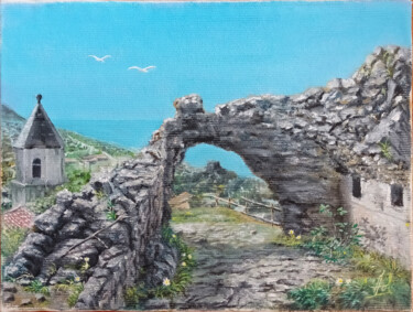 Schilderij getiteld "Italia.Vecchia città" door Larisa Leontjeva, Origineel Kunstwerk, Olie