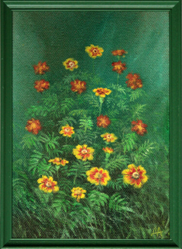 Painting titled "Velvet bush" by Larisa Leontjeva, Original Artwork, Oil