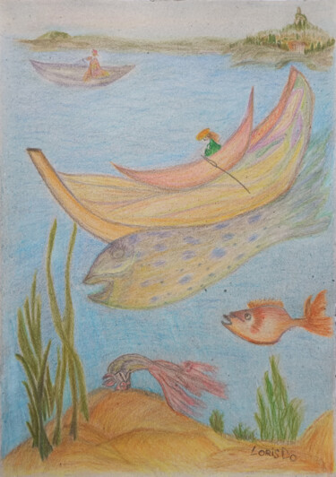 Desenho intitulada "Meditation Water Sp…" por Larisa Leontjeva, Obras de arte originais, Conté