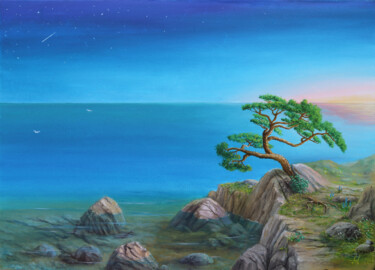 Peinture intitulée "Sunrise on the sea" par Larisa Leontjeva, Œuvre d'art originale, Huile