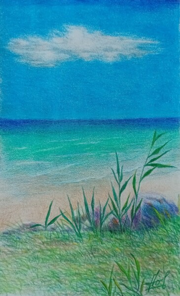 Drawing titled "Coast of the Baltic…" by Larisa Leontjeva, Original Artwork, Conté