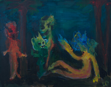 Pittura intitolato "woman, obsessed by…" da Larisa Ordanovskaia, Opera d'arte originale, Acrilico