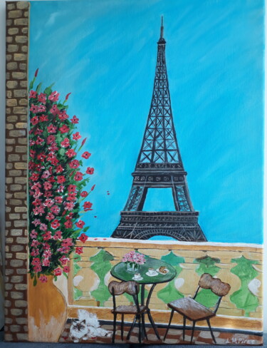 Painting titled "Acrylbild Eifelturm…" by Larisa Pires, Original Artwork, Acrylic