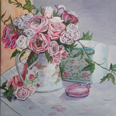 Картина под названием "Blumenstrauß Stille…" - Larisa Pires, Подлинное произведение искусства, Акрил