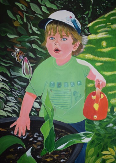 Malerei mit dem Titel "Petits explorateurs…" von Larisa Pires, Original-Kunstwerk, Acryl