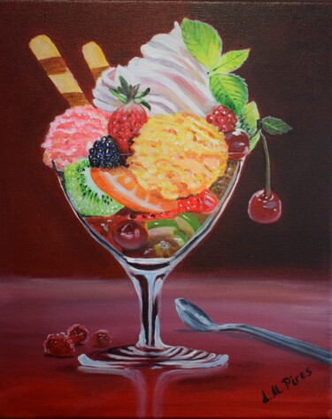 Malerei mit dem Titel "Eis im Glas- Ice cr…" von Larisa Pires, Original-Kunstwerk, Acryl