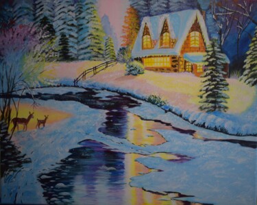 Malerei mit dem Titel "Wintermärchen nach…" von Larisa Pires, Original-Kunstwerk, Acryl