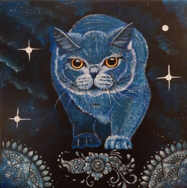 Ζωγραφική με τίτλο "Mystic cat 2 Acrylb…" από Larisa Pires, Αυθεντικά έργα τέχνης, Ακρυλικό
