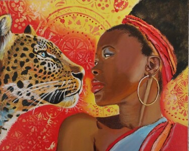 Pittura intitolato "Afrika- Porträt in…" da Larisa Pires, Opera d'arte originale, Acrilico