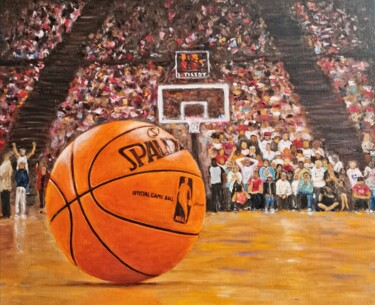 Pintura titulada "Basketball Ball Pai…" por Larisa Raevskaia, Obra de arte original, Oleo